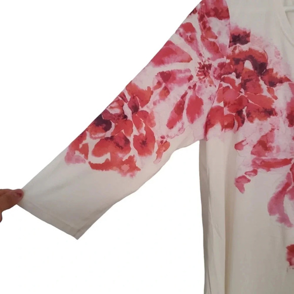 PURE JILL FLORAL TUNIC 3 QUARTER SLEEVES, SIZE LARGE - Picture 5 of 6